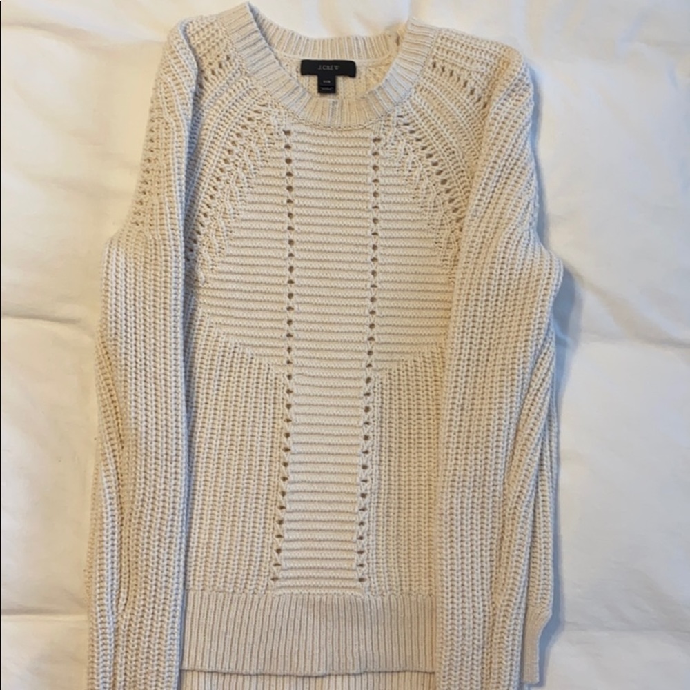 J. Crew Beige Pointelle Cable Sweater